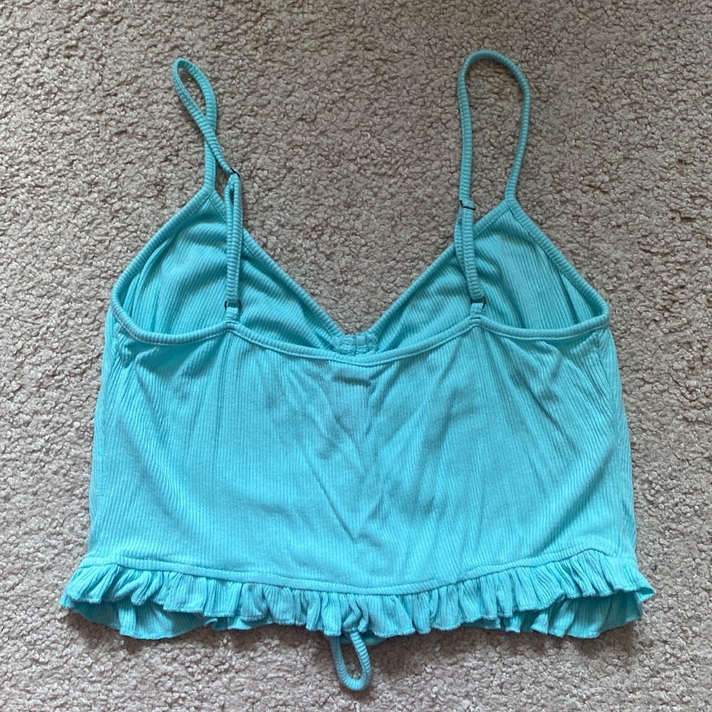 NWOT Windsor Turquoise Adjustable Tank Top With Ruching & Ruffles - Picture 3 of 5
